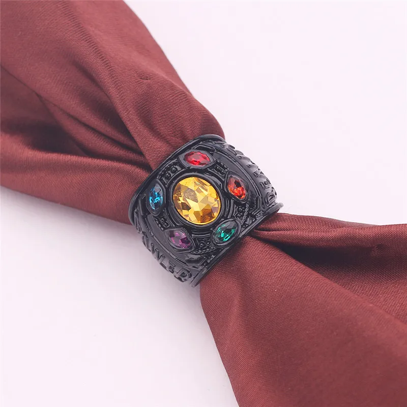 Marvel The Avengers Thanos Ring for Men, Luxury Black Charm Accessories, Metal Rings, Cosplay Fashion, Simple Jewelry