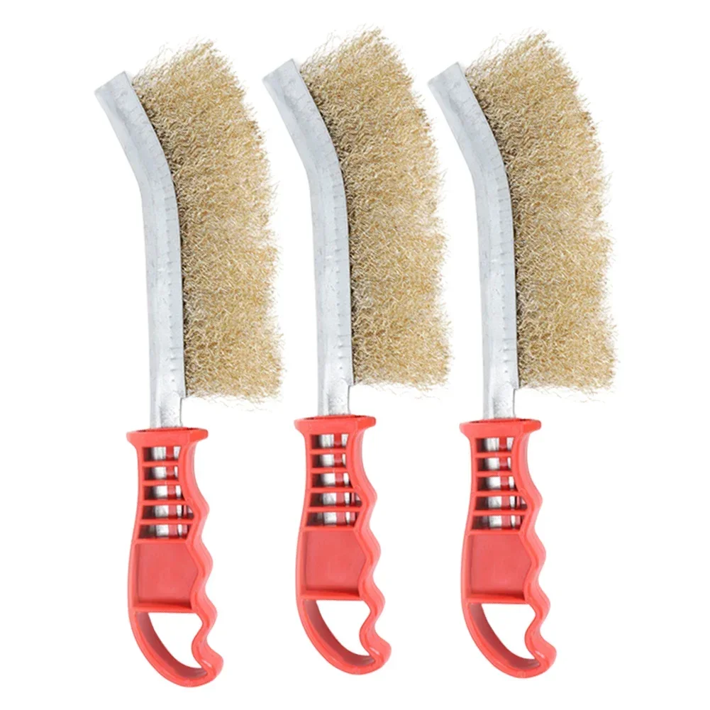 

Easy To Use 3-Pack Grill Brush Brass Wire Brush Heavy-duty Cleaning Stainless Steel Bristles Comfortable Handle