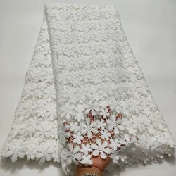 White African Guipure Cord Lace Fabric 2023 Nigerian French Water Soluble Lace Fabric 5 Yards For Wedding Dress Sewing KWH23102