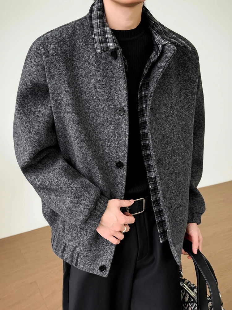 

Модная мужская шерстяная куртка больших размеров в клетку с лоскутным узором, на флисовой подкладке, свободного кроя, в деловом стиле, зимняя, винтажная верхняя одежда