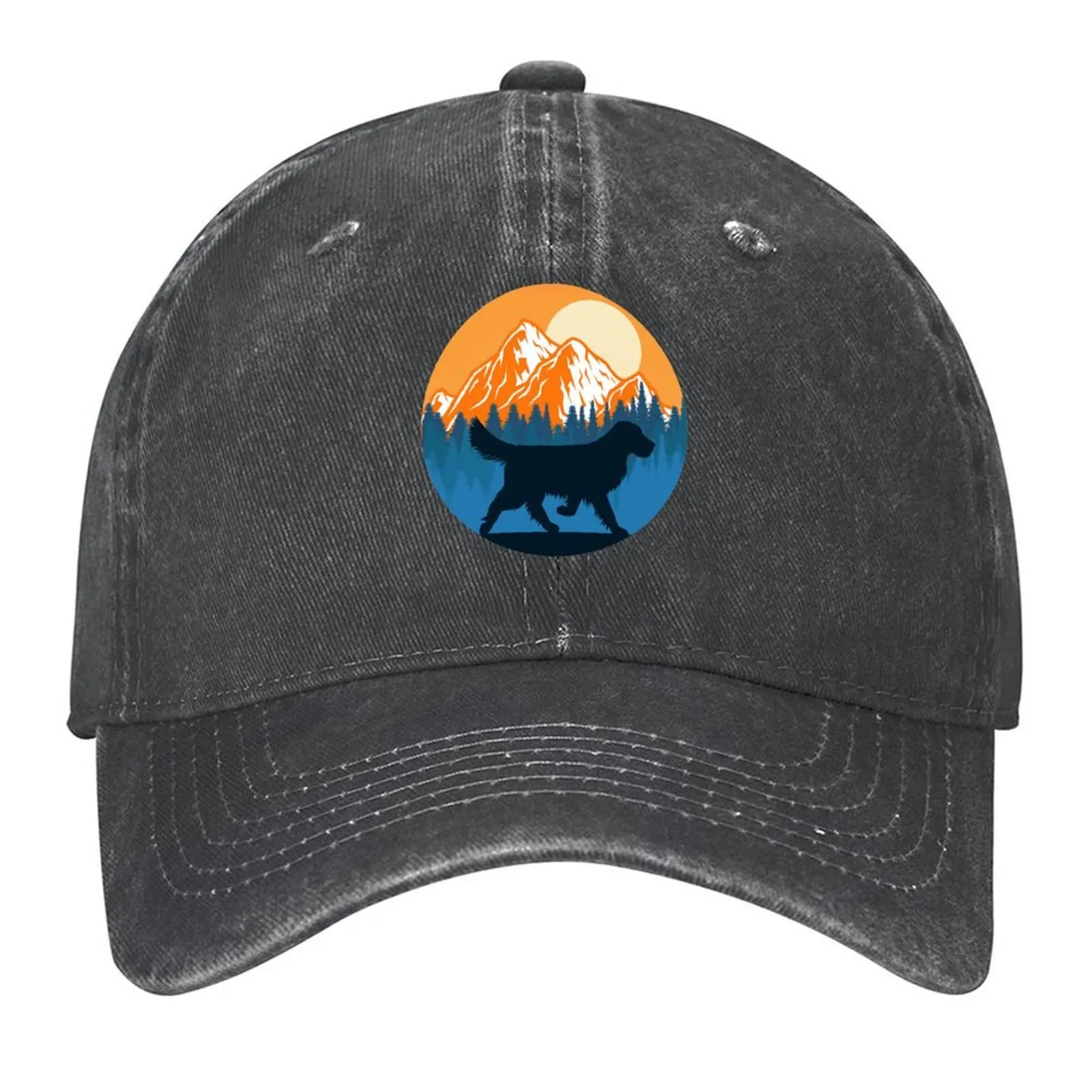 

Golden Retriever Dog Silhouette Sunset Mountain Forest golden retriever lover Baseball Cap Beach Caps Women Men's