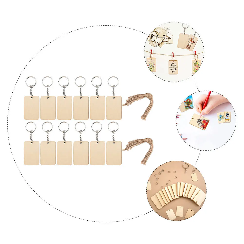 60 قطعة المفاتيح قلادة فارغة خشبية DIY بها بنفسك بسيطة الاطفال لوازم الحرفية لتقوم بها بنفسك كيرينغ اكسسوارات الديكور قلادة كيرينغ فارغة #6