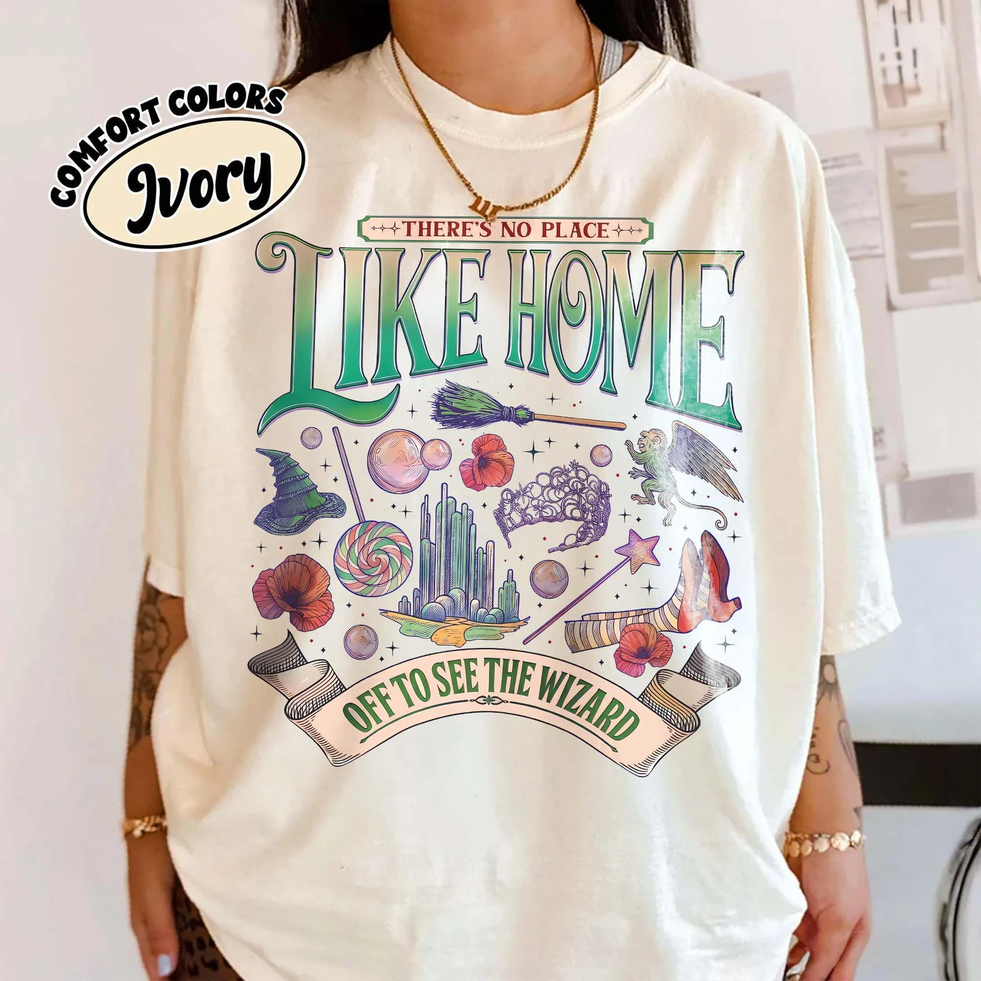 

"Home Is The Best Place." Go and See The Magician T-shirt, The Broadway Musical Emerald City Shirt, The Ruby Shoes Witch Gift