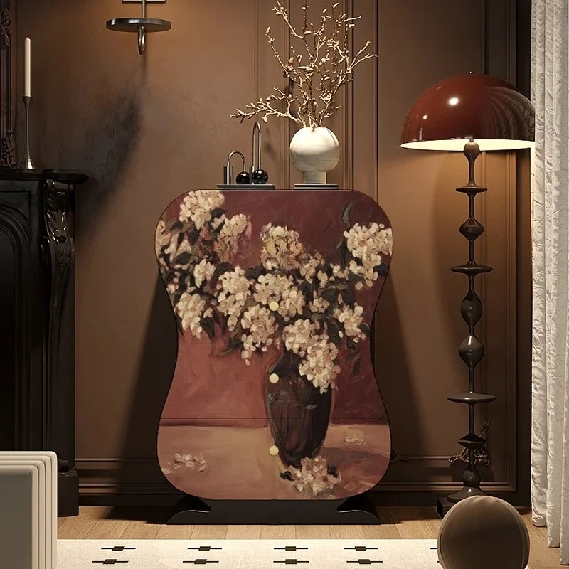 Французская ретро-ваза из цельного дерева, четырехколесный шкаф для гостиной, диван, боковой шкафчик для хранения дома