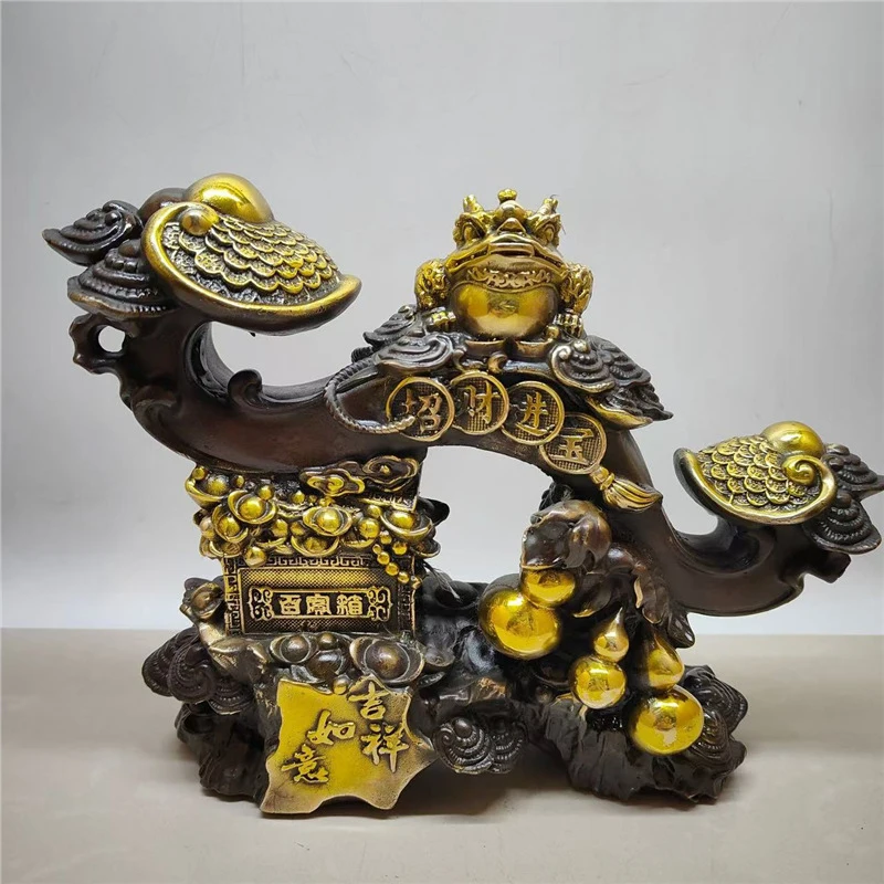 Pure golden , home decoration crafts for the living room, copper auspicious toad that attracts wealth and