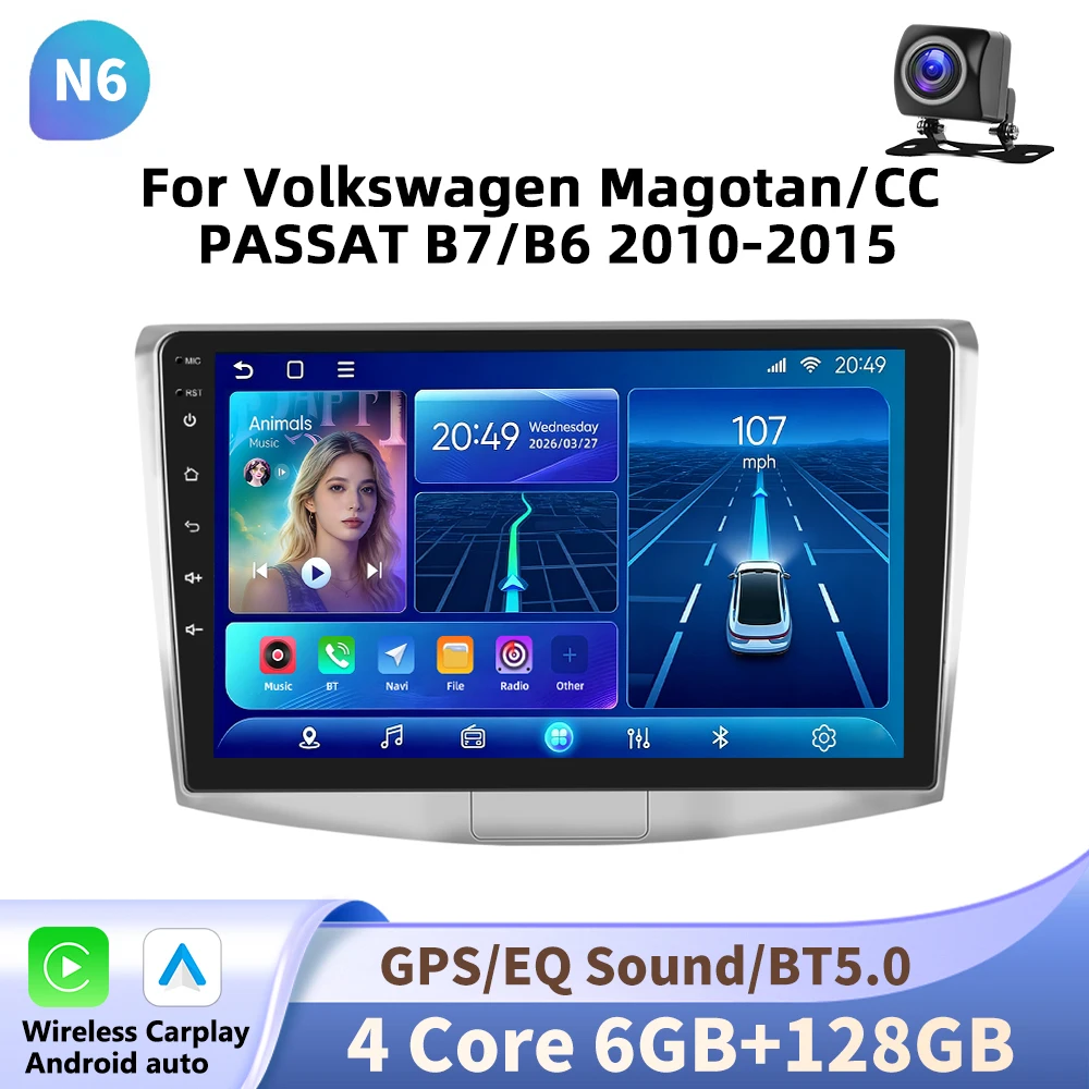 Podofo 10 inch Android autoradio voor Volkswagen Magotan/CC PASSAT B7/B6 2010-2015 als multimediaspeler, videospeler en GPS-navigatie 2din