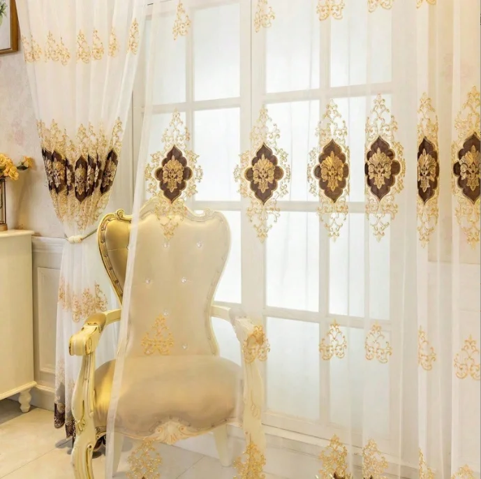 European Retro Exquisite Embroidered Embroidery Curtains Bedroom Living Room Balcony Curtains