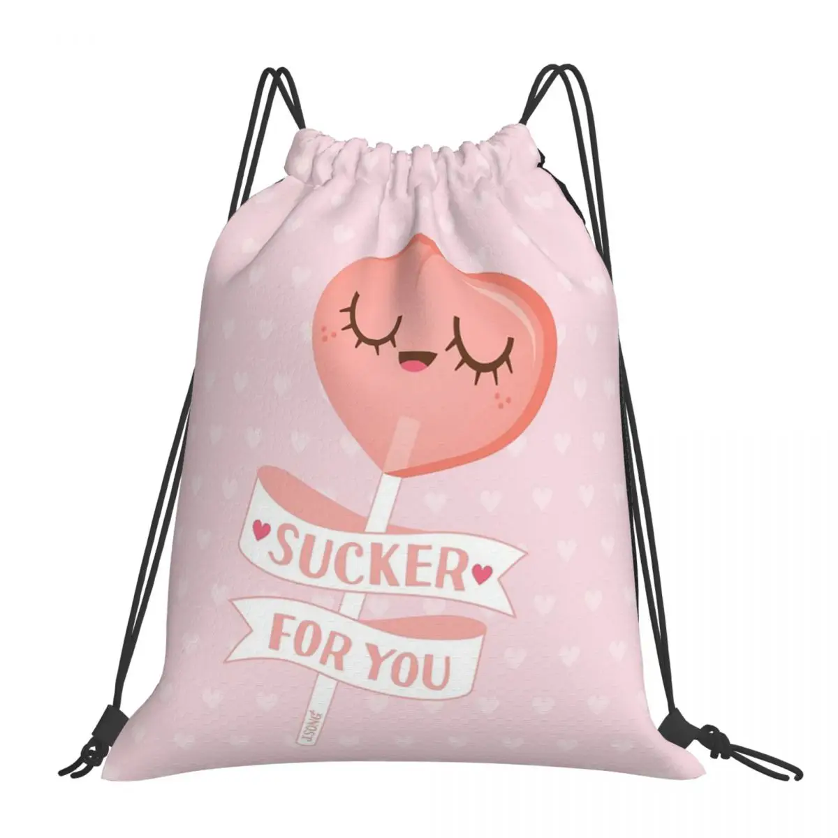 Just Peachy Lollipop Sucker For You Backpacks Fashion Portable Drawstring Bundle Pocket Storage Bag Book Bags For Travel School