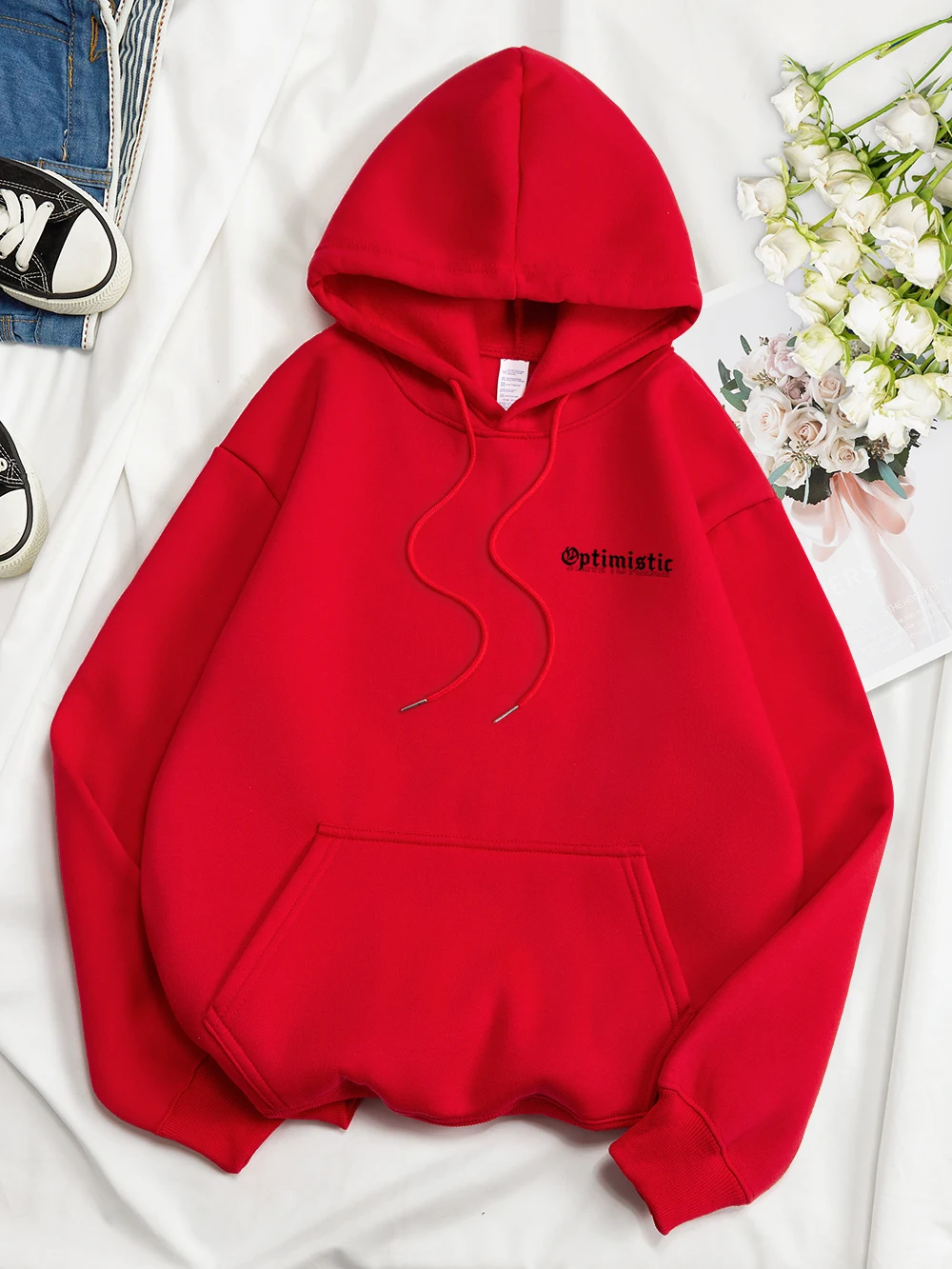 Optymistyczne bluzy z kapturem Strive To Porsue Harajuku Flower Mężczyźni Kobiety Hip Hop Street Clothes Fleece Sportswear Casual Pullovers Hoody — zdjęcie 7