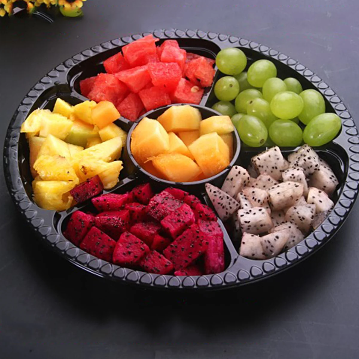 

5pcs 6-Grid Plastic Fruit Box Portable Storage Case For Salad Takeout Leakproof Disposable Food Containers Plastic Case