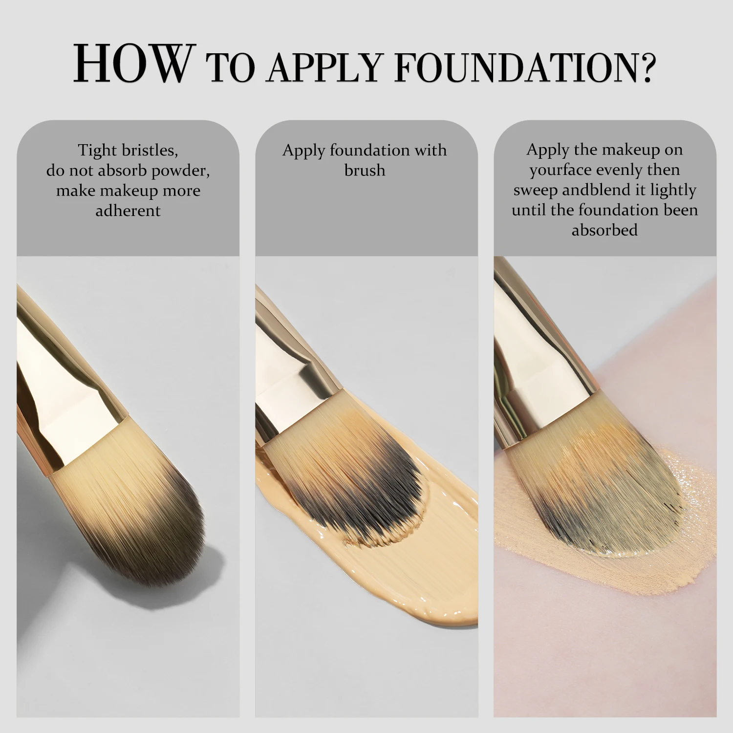 Juego de brochas de base para máscara líquida, corrector, maquillaje, brochas de maquillaje planas para crema líquida, pulido en polvo, cara Premium