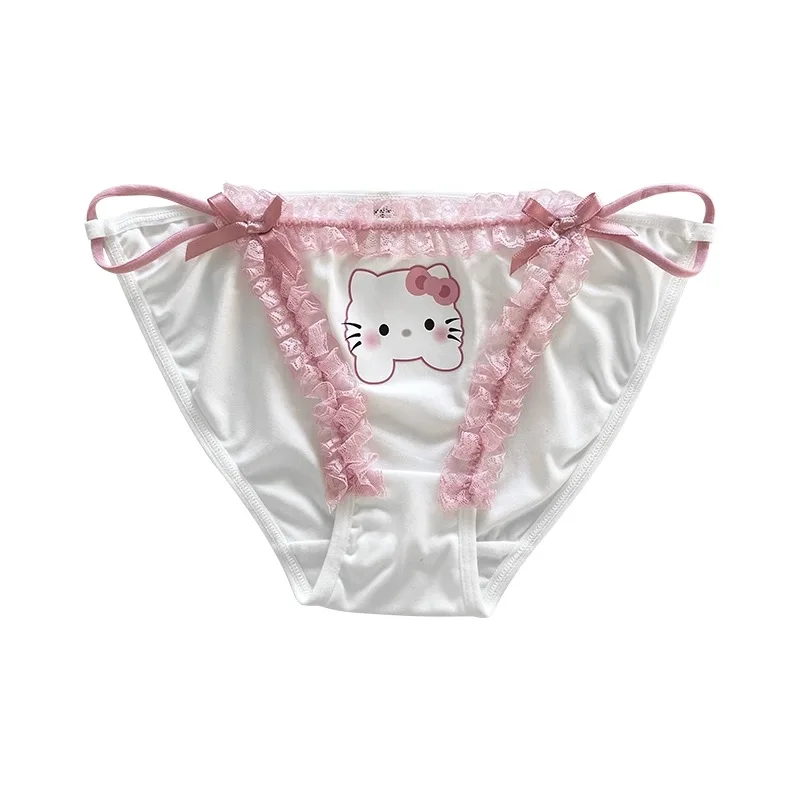 Hello Kitty Sanrio Kawaii Cartoon Underwear Soft Pure Desire Cute Girls Briefs Japanese Sexy Lace Thin Belt Hollow Underwear