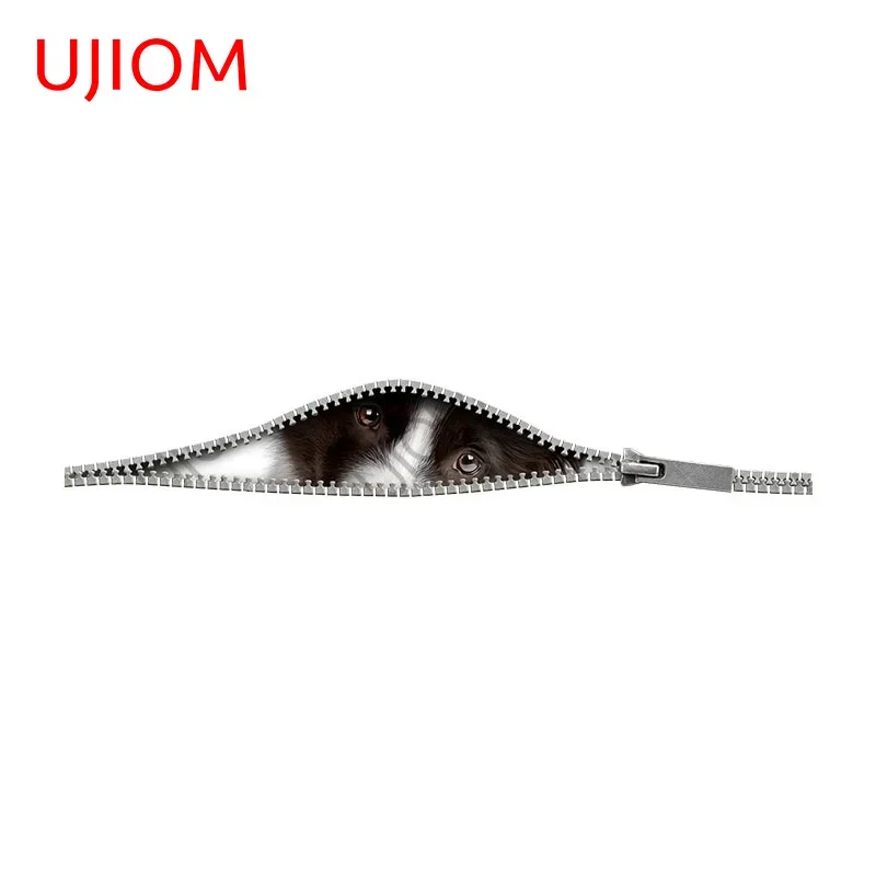 UJIOM 13cm Cute Dog Zipper Wall Sticker Cartoon Tear Vinyl Waterproof Self-adhesive Decal Bathroom Baby Nursery Room Accessories