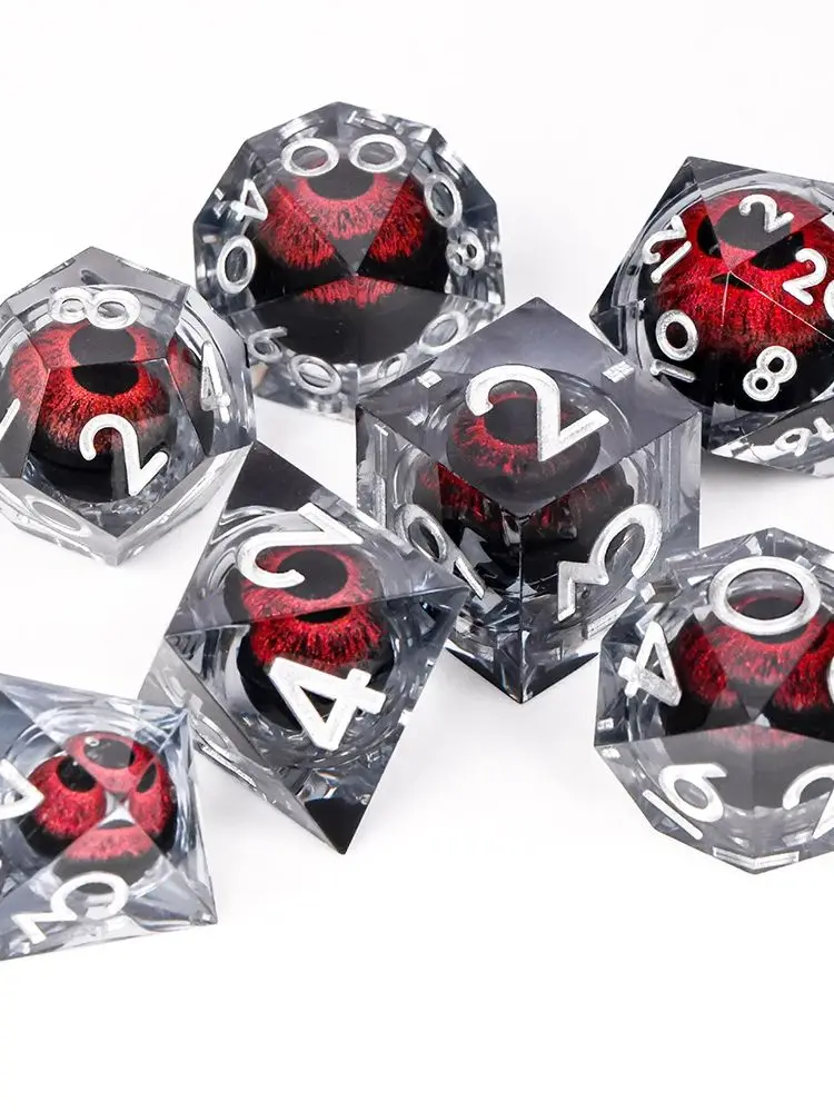 

Dragon Eye Dice Liquid Core Dice Set Resin Sharp Edged Dice For Dungeons and Dragons Polyhedral D&D Dice Handmade D and D Dice