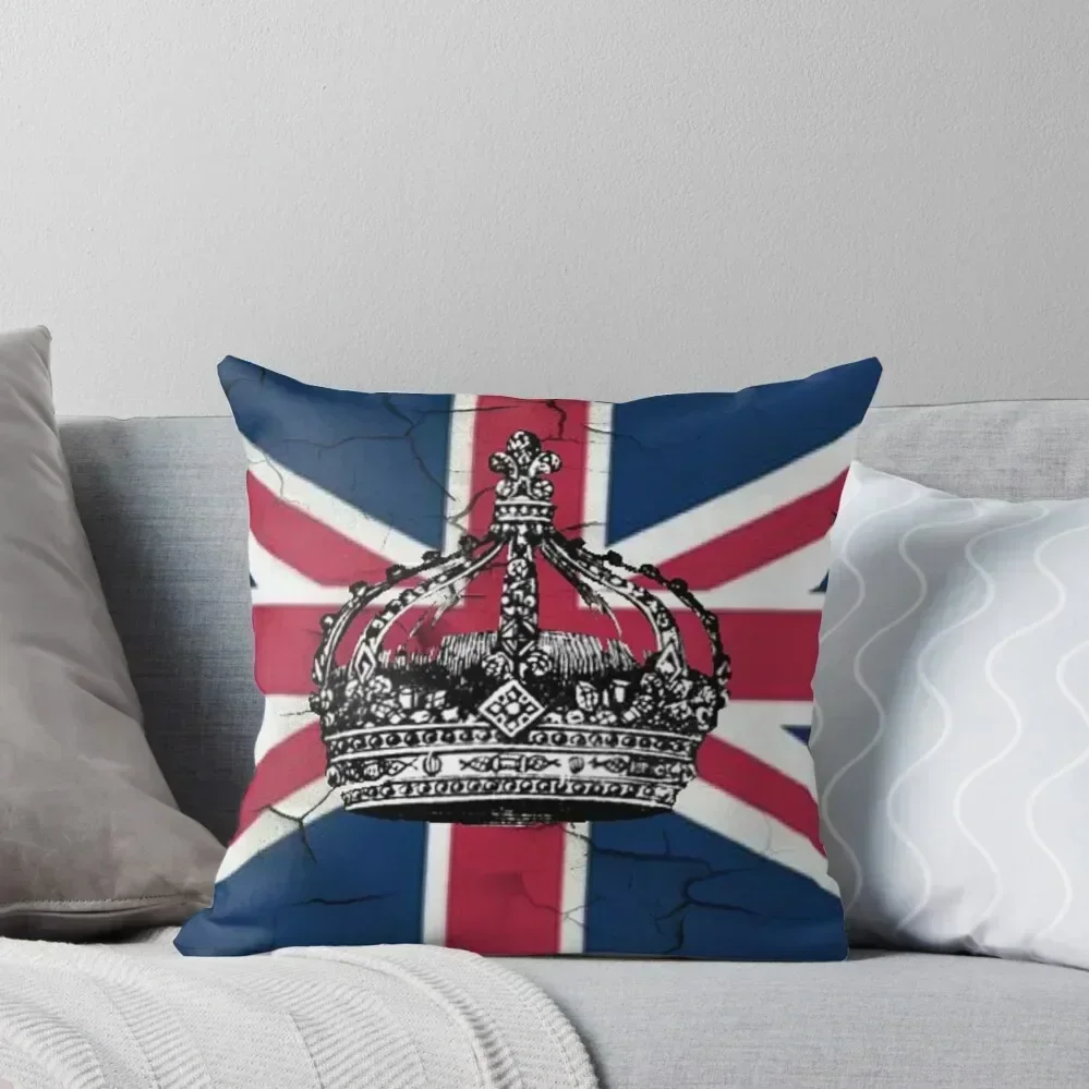 

1980s dark academia British union jack flag jubilee vintage crown Throw Pillow Pillowcase Cushion anime girl pillow