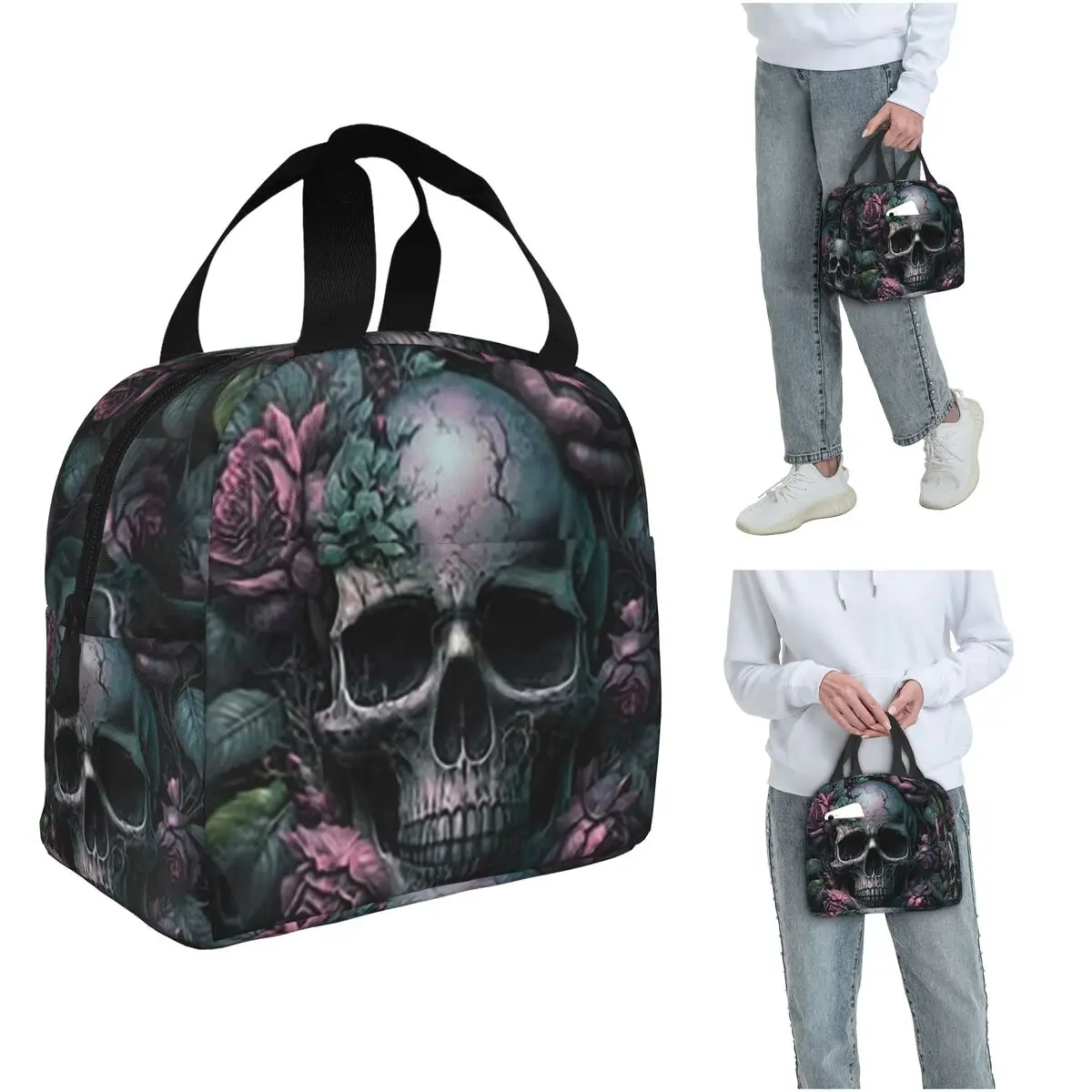 

New Skull Pattern Insulated Lunch Bag for Kids School Cooler Thermal Food Box Tote Portable Lunch Boxes Container