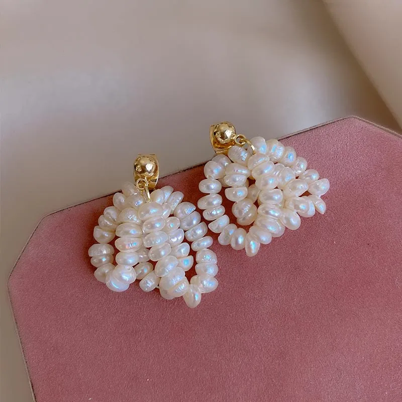 High Quality 100% Natural Freshwater Pearl 14K Gold Filled Female Tassels Stud Earrings Promotion Jewelry Anti Allergy Gifts