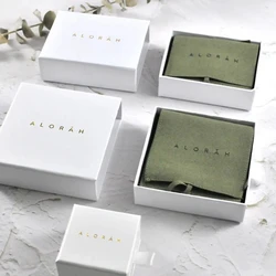 50Pcs Custom White Paper Jewelry Boxes, Small Jewelry Packaging Drawer Box, Jewelry Pouch Gift Bag with Logo or Name for Wedding