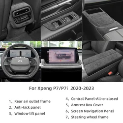 For Xpeng Xiaopeng P7 P7i 2020 2021 2022 2023 Super Suede Interior Accessories Car Gear Shift Panel Armrest Box Air Outlet Cover