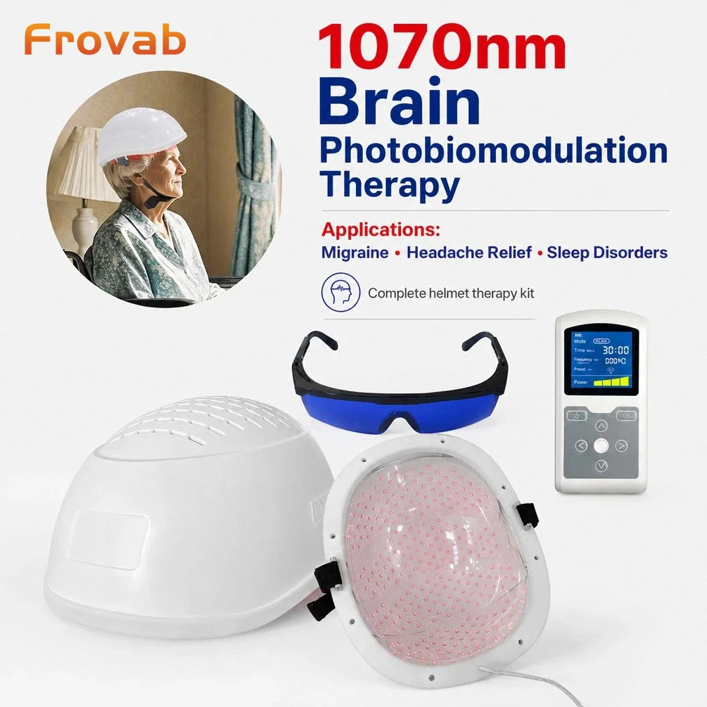 Frovab 1070nm NIR PBM Photobiomodulation Brain Stimulation Helmet for Stroke Alzheimer Parkinson Dementia Massage Relaxation Memory Improvement