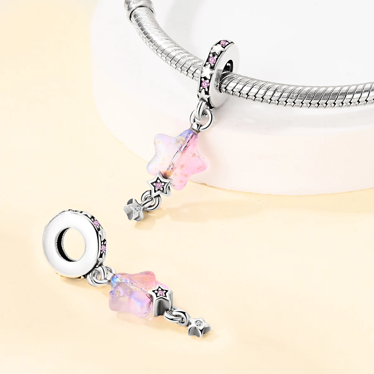 

Розово-фиолетовые градиентные подвески со звездами, оригинальные бусины из стерлингового серебра 925 пробы, подходят для оригинальных подвесок 925, браслетов, бусины, ювелирные изделия, подарки для женщин