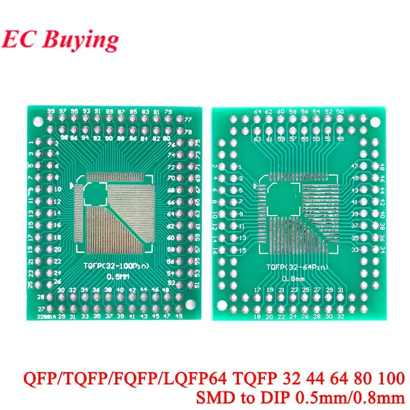 10Pcs/1pc QFP/TQFP/FQFP/LQFP64 TQFP 32 44 64 80 100 SMD do zanurzenia tablicy płyta adaptera Pitch PCB elektroniczny DIY konwerter — zdjęcie 2