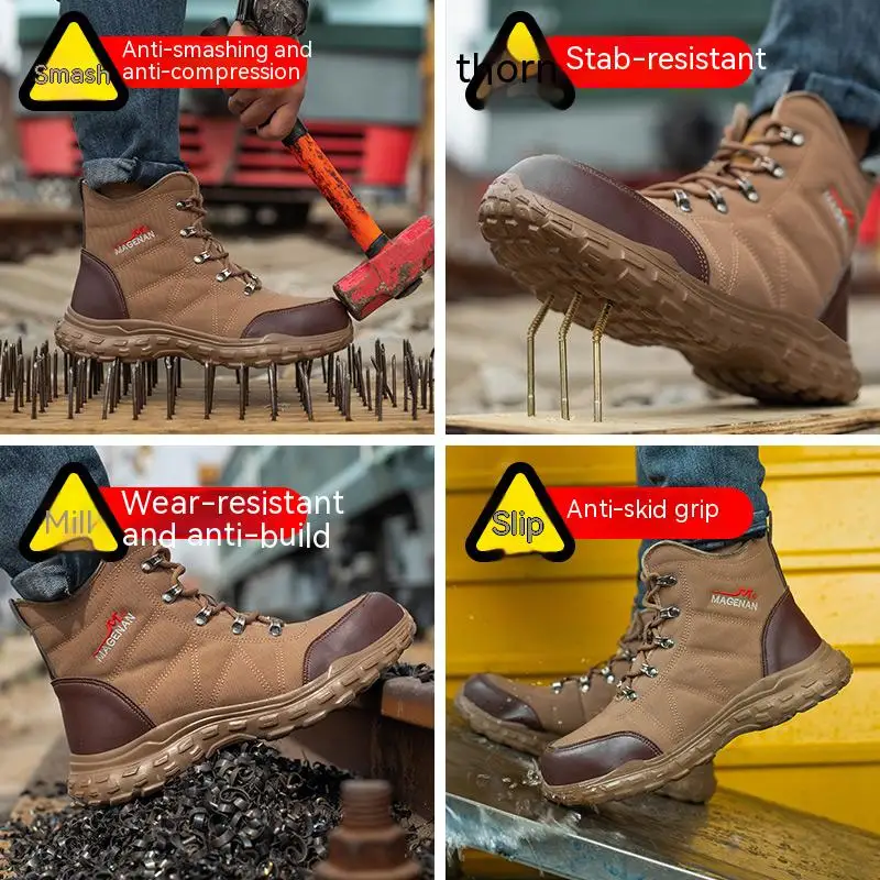 Safety Shoes Men With Steel Toe Cap Anti-smash Comfortable Men Work Shoes Sneakers Light Puncture-Proof Indestructible Shoes