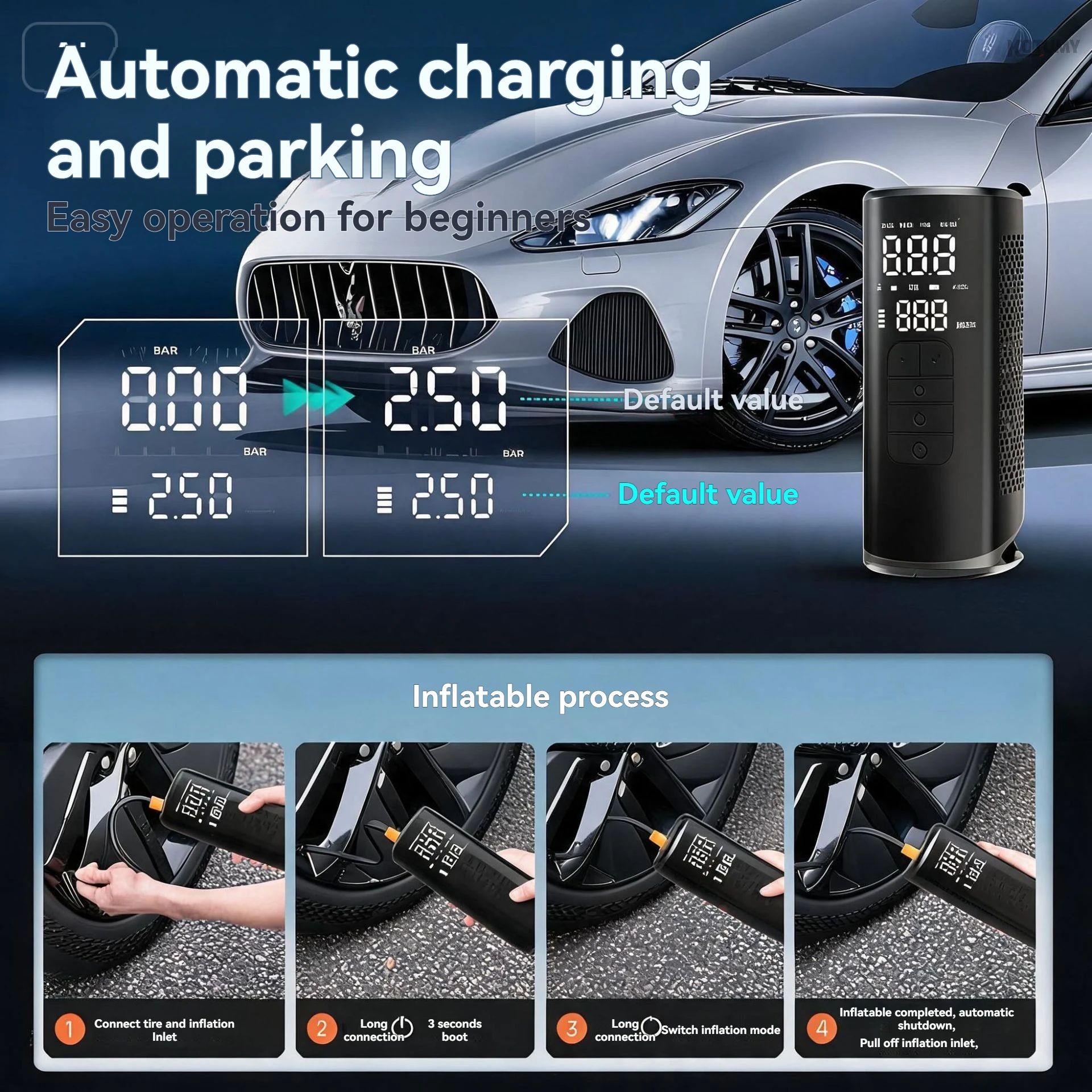 Cordless Portable Car Tire Inf - огляд і ціна Car Portable Tire Inflator