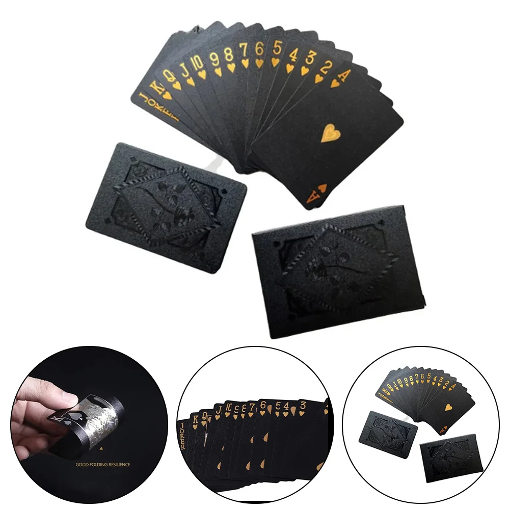 Playing Cards Plastic Poker Black Black Gold Black Rose Playing Card Easy To Operate Exquisite Design For Playing