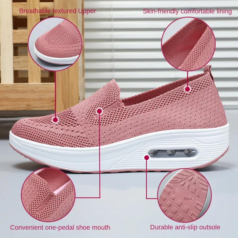 2024 Spring New Women's Shoes One Step Shake Shoes Thick Sole Air Cushioned Casual Shoes