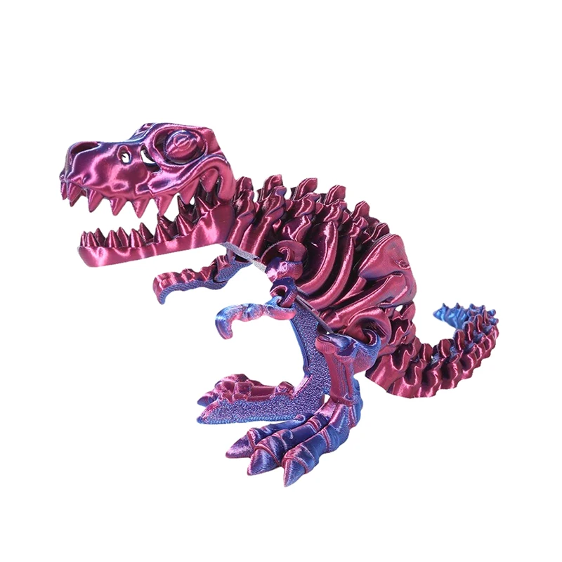 Fun Tyrannosaurus Rex Fossil Dragon 3D Printable Dragon Moving Joints Ornaments Toys Standing Big Mouth Dinosaur Model Ornament