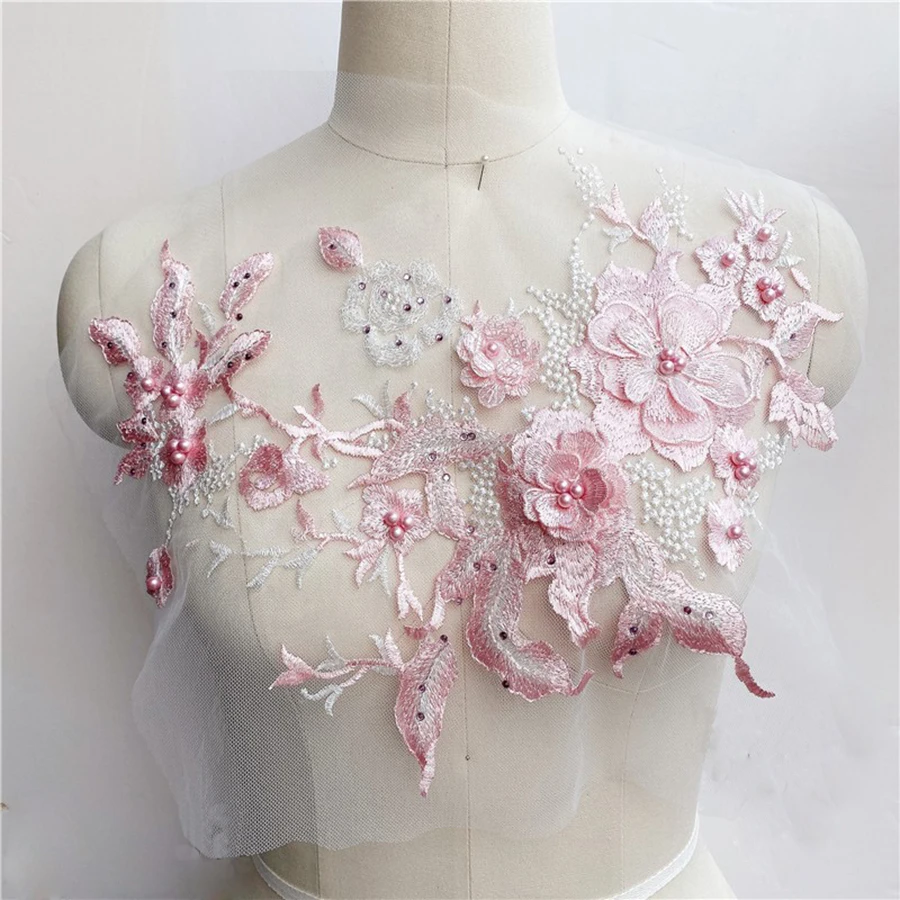 3D-gestickte Aufnäher zum Aufnähen für Kleidung, Blumen-Spitzen-Aufnäher, Hochzeit, Party, Kleid, Brautkleid, Stoffapplikationen, DIY-Reparatur – Detail 5
