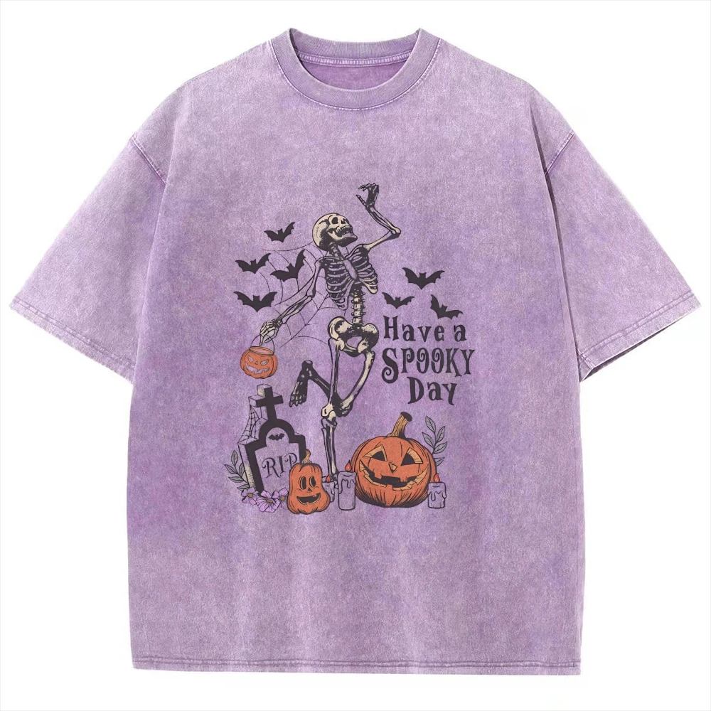 Colori comfort, Ha una maglietta da giorno spettrale, Camicia di Halloween, Maglietta da strega, Regalo per Halloween, Scheletro Autunno Halloween