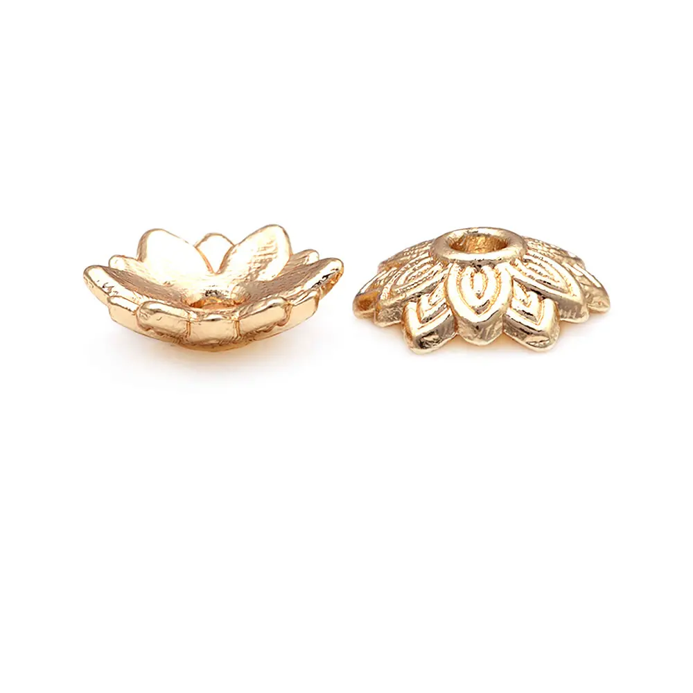 18K Goldfarbene Messing-Blumenperlenkappen Hochwertige DIY-Schmuckherstellungszubehör Halsketten- und Ohrring-Accessoires für Frauen – Detail 30