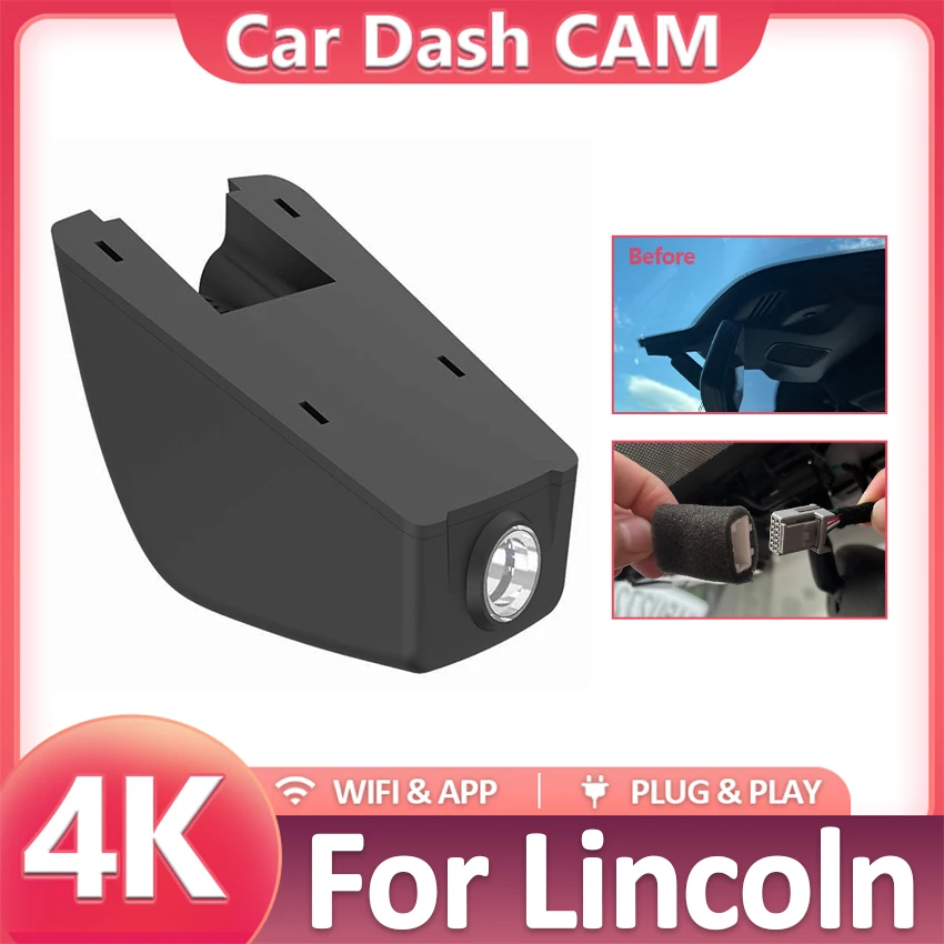 

4K 2160P Plug and Play UHD Car Dash Cam Camera Night Vision for Lincoln Nautilus Navigator Aviator Corsair U540 U554 U611 U625