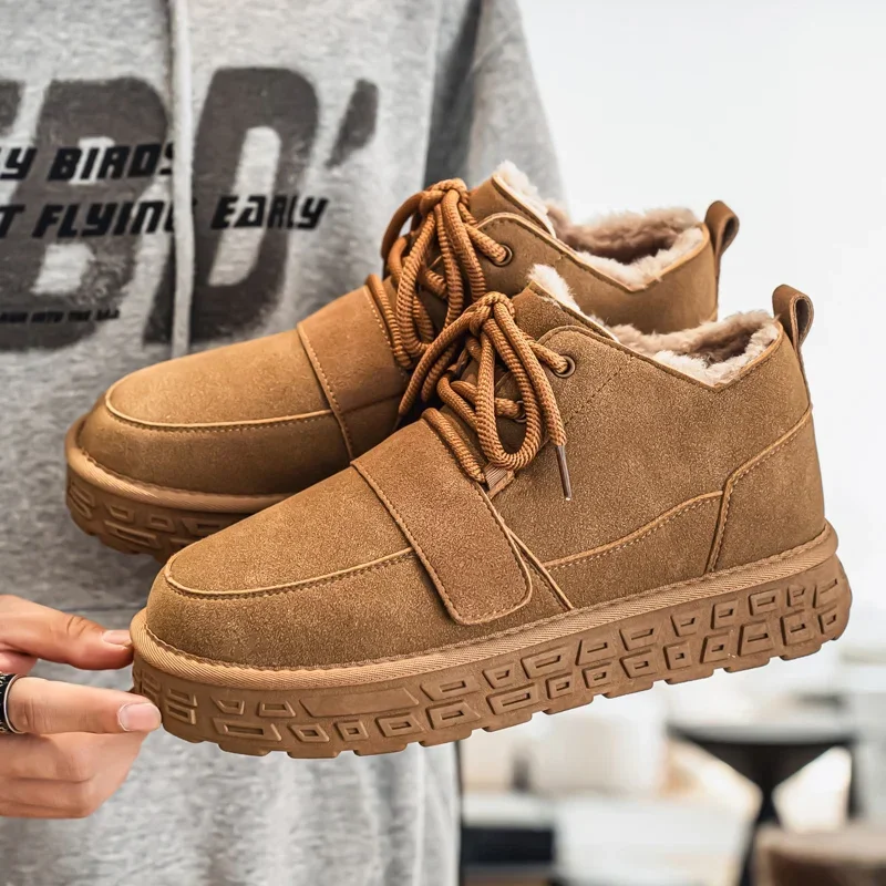 

Mens Fashion Short Boots Genuine Leather Classic Men's Casual Suede Snow Boot Comfy Non-Slip Keep Warm Footwear Man Winter Boots