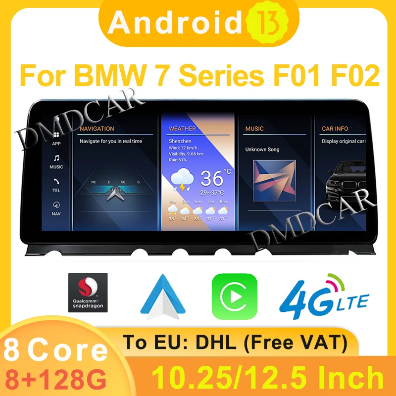 

10.25" 12.5"For BMW 7 Series F01 F02 2009-2015 Snapdragon Android13 8+128 256G ID8 GPS Navigation Screen Apple Carplay Bluetooth