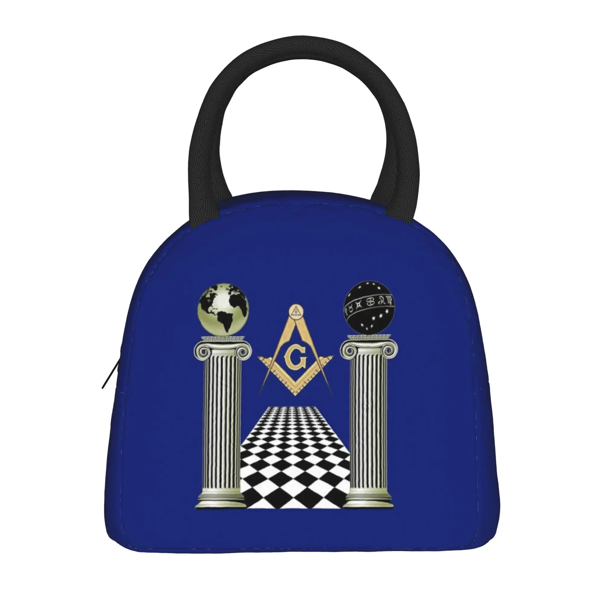 Boaz and Jachin Insulated Lunch Bag Thermal Bag Reusable,Meal Container Masonic Freemason Portable Tote Lunch Box Food Bag