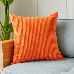Orange Cushion Covers Super-Soft Striped Velvet Corduroy Home Decor Pillow 30x50cm 45x45cm Cover for Sofa Pillow Case
