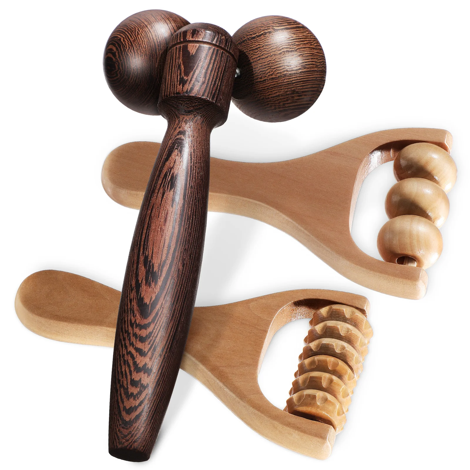 

1pcs Wooden Massage Roller Face Massage Tool Facial Massage Roller Neck Massager Handheld Massager Scraping Massage Tool