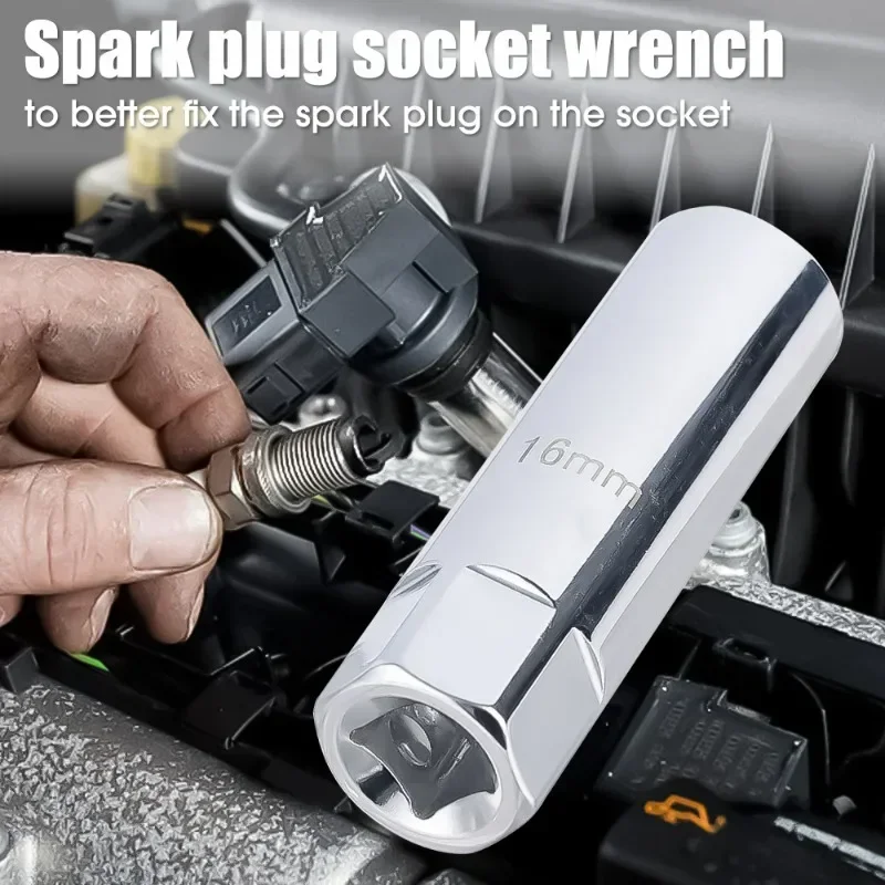 Car Spark Plug Socket Universal Magnetic Spark Plug Wrench Spark Plug Removal Auto Repair Tool Practical Accessories 14mm 16mm