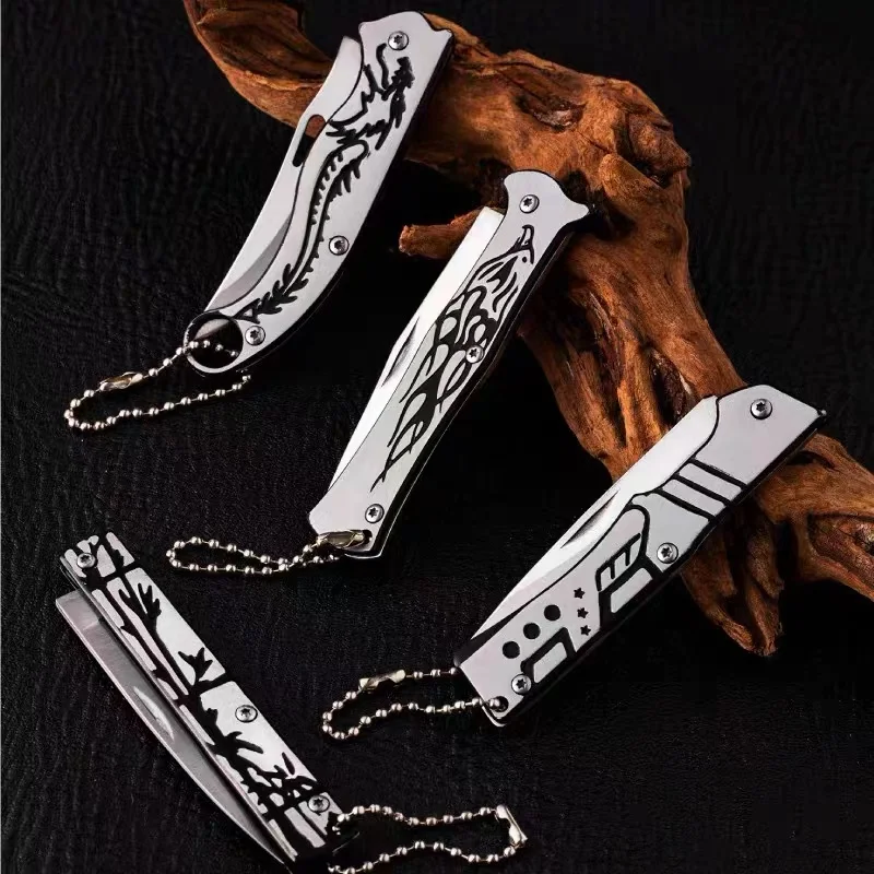 Stainless Steel Fruit Knife Folding Pocket Knife Outdoor Camping Knife with Non-slip Hunting Knife Outdoor Survival Knife