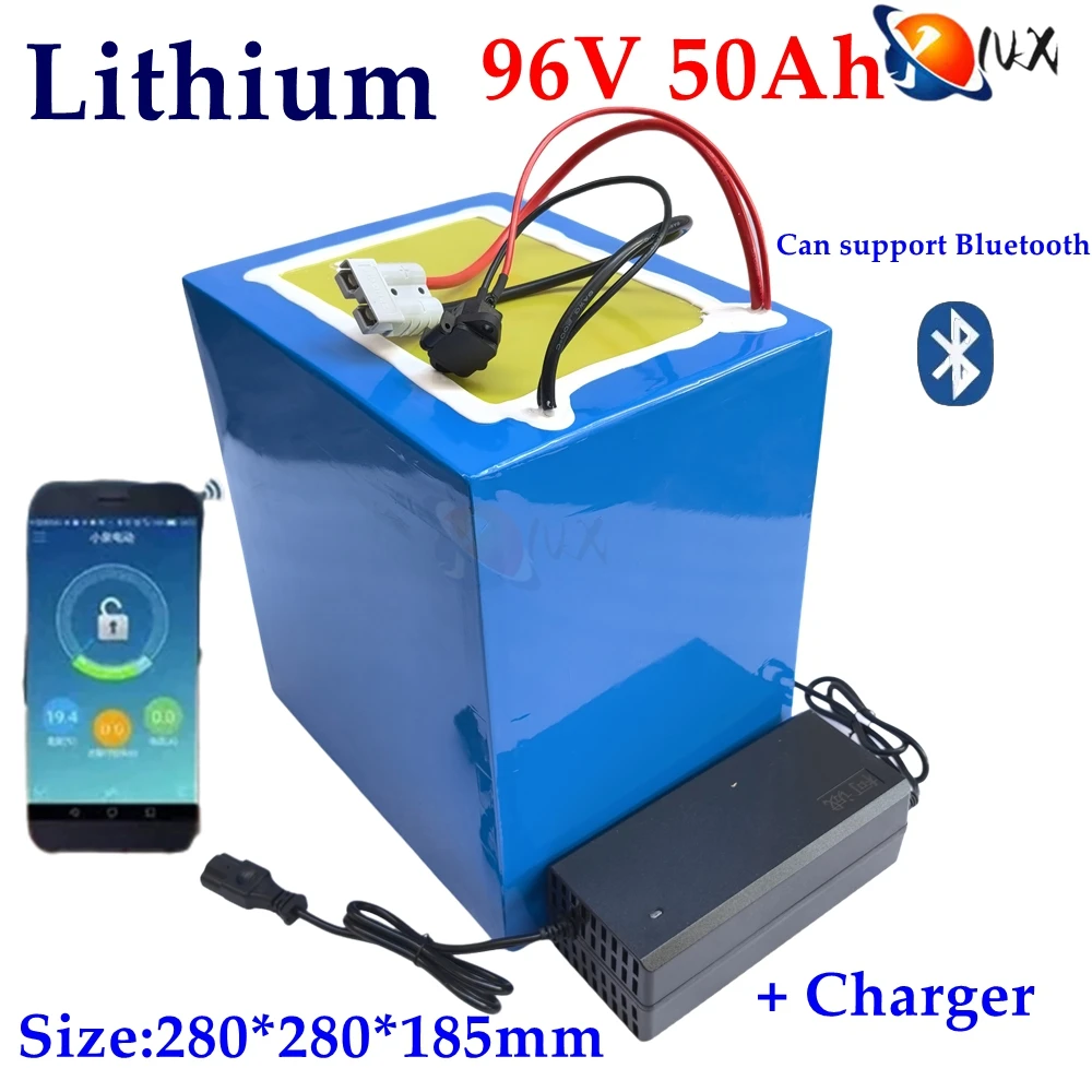 

YNX 96v 50ah lithium ion battery li ion bluetooth BMS APP for 5000W motor robot scooter bike motorcycle AGV bike + 10A Charger