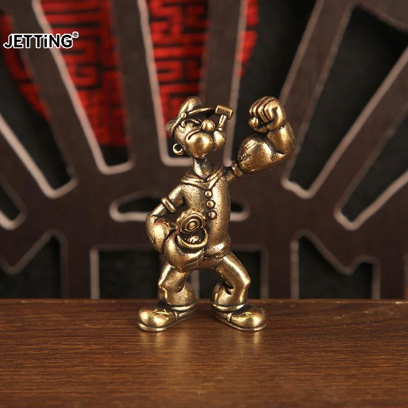 1/2PCS Popeye The Sailor Man Figure Brass Home Decor Office Desk Tea Table Art Ornaments Decorative Car Home Desktop Accessories