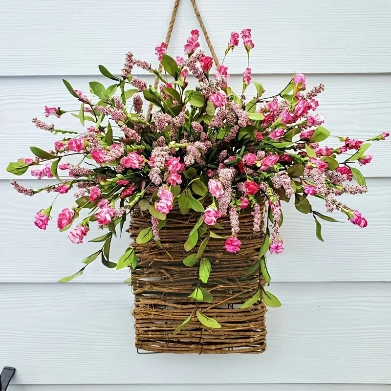 

13.7-Inch Wildflower Enchanting Spring Summer Welcome Sign, Artificial Flower Hanging Decoration, Suitable For Family Porches,