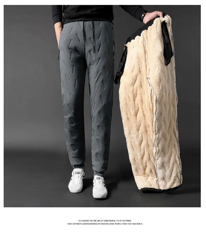 Winter Sweatwear Männer Verdicken Fleece Futter Sweatpant Thermische Hosen Casual Hosen Wasserdicht Winddicht Warme Samt Hosen – Detail 19