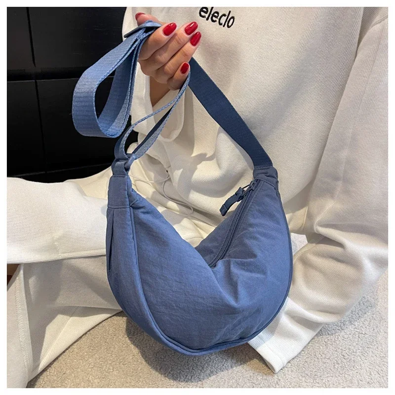 Women Design Small Nylon Crescent Moon Crossbody Messenger Bag Hobos Shoulder Bags Purse Cloth Handbags Drop Shipping /Wholesale