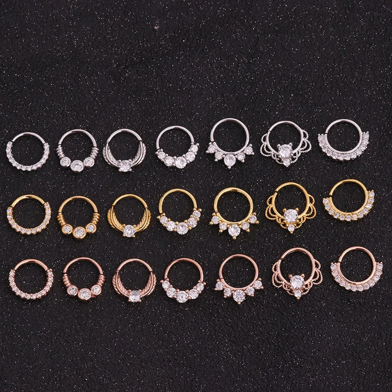 1PC Nase Ringe für Frauen Punk Gothic Micro-set Zirkon Knorpel Daith Ohrringe Septum Ring Körper Ohr Piercing schmuck KAE133 – Detail 2