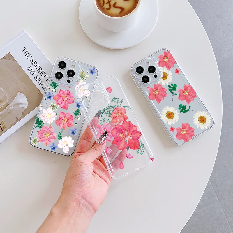 

White daisy flowers Phone Case For IPhone 17 Pro Max 16 17 15 Pro 14 13 Plus 12 Mini 11 16E 17Air Cases Transparent Soft Covers