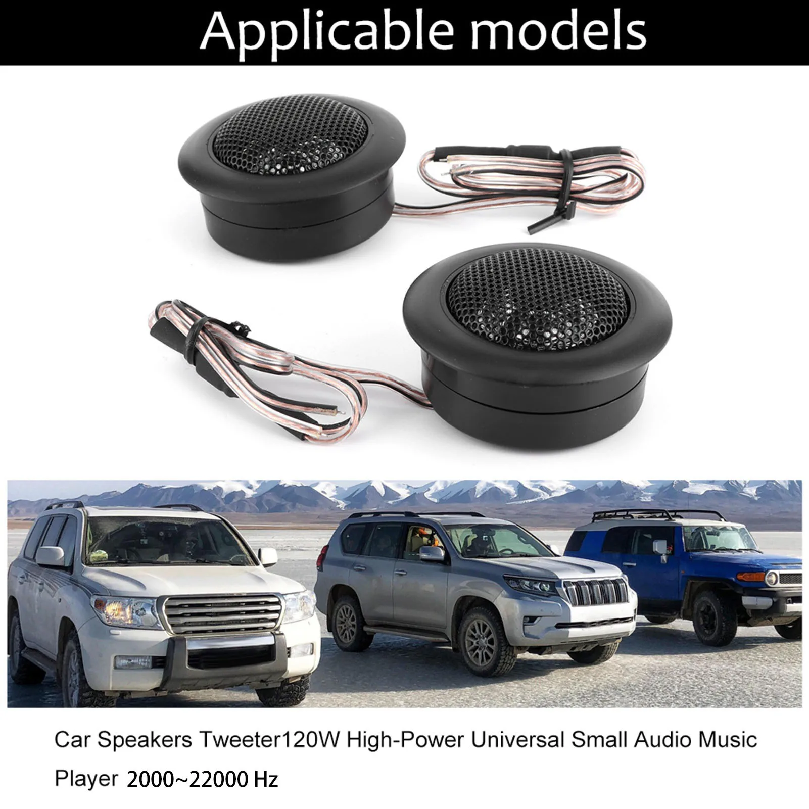 2Pcs Car Speakers Tweeter 120W 2k~22kHz Car Audio Small Speaker High‑Power Universal Small Audio Music Player Car Accessories